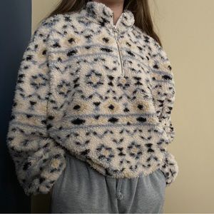 Love Tree Fuzzy 1/4 Zip Pullover Sweater